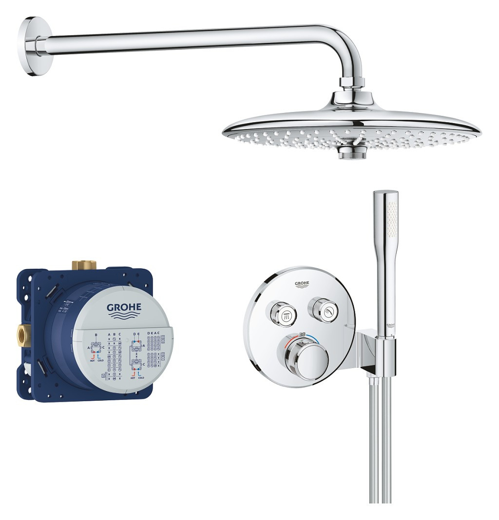 Bộ sen âm tường ổn nhiệt SmartControl với bát sen Euphoria 260 GROHE 34744000